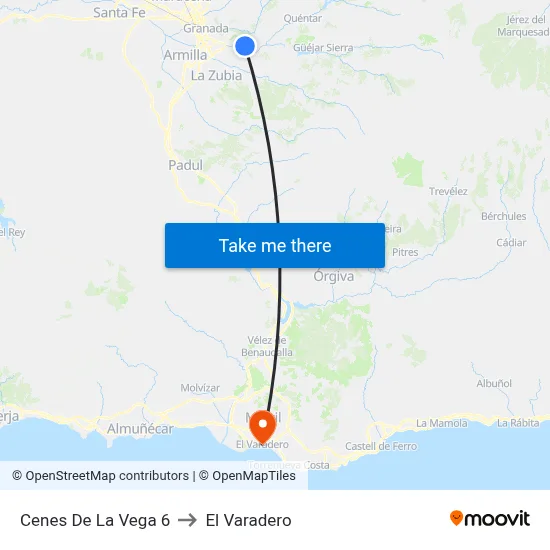 Cenes De La Vega 6 to El Varadero map