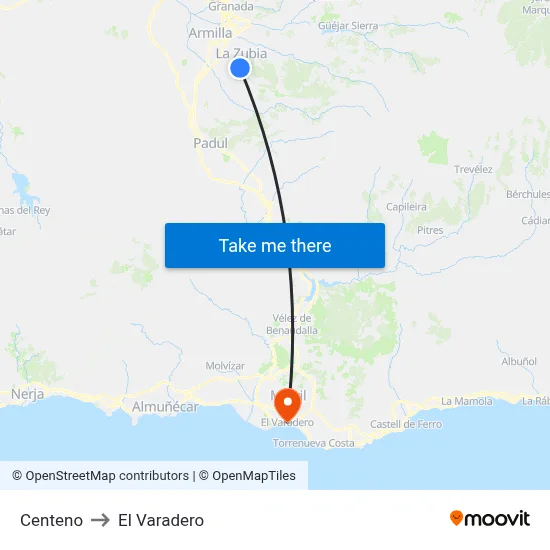 Centeno to El Varadero map