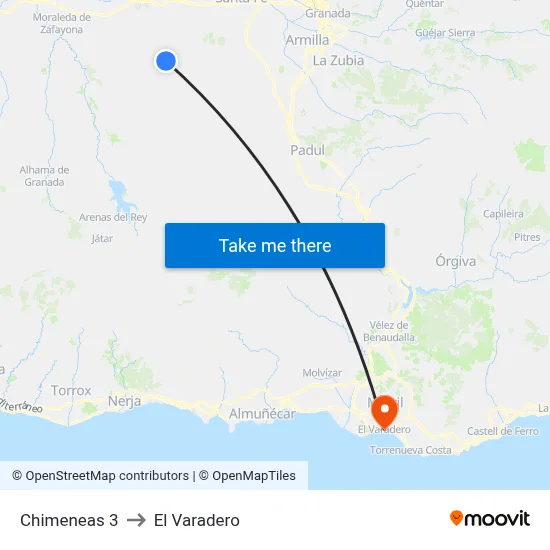Chimeneas 3 to El Varadero map