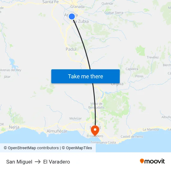 San Miguel to El Varadero map