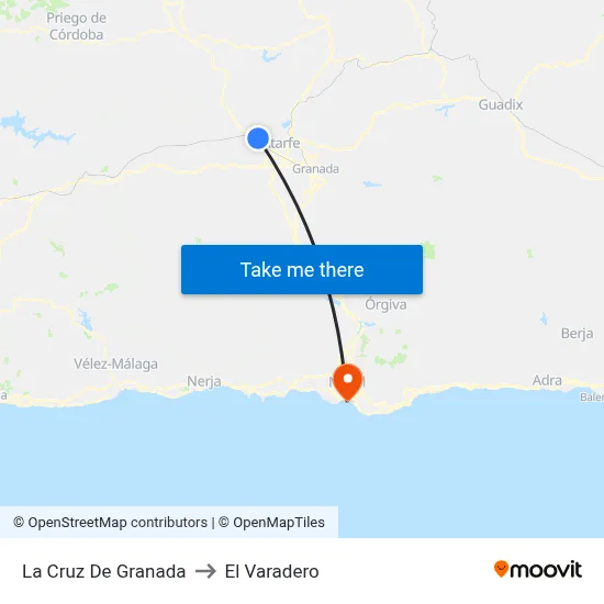 La Cruz De Granada to El Varadero map
