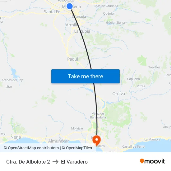 Ctra. De Albolote 2 to El Varadero map