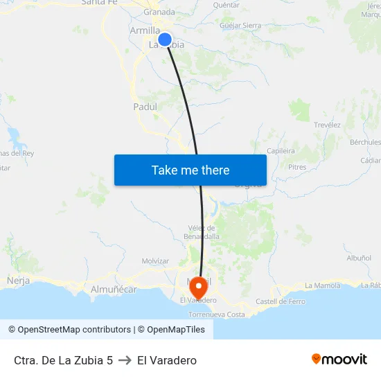 Ctra. De La Zubia 5 to El Varadero map