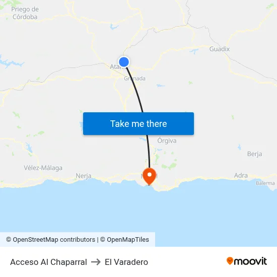 Acceso Al Chaparral to El Varadero map