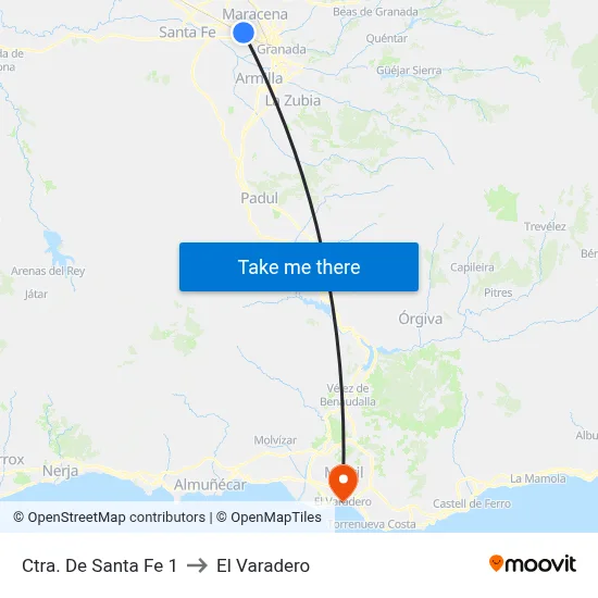 Ctra. De Santa Fe 1 to El Varadero map