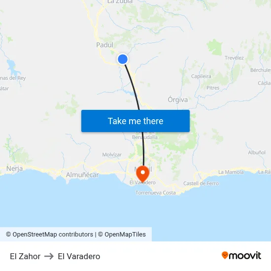 El Zahor to El Varadero map