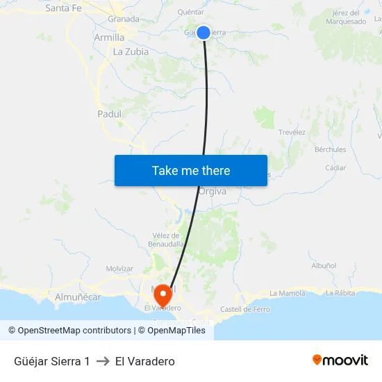 Güéjar Sierra 1 to El Varadero map