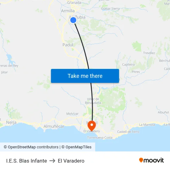 I.E.S. Blas Infante to El Varadero map
