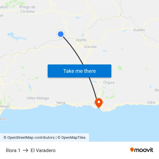Íllora 1 to El Varadero map