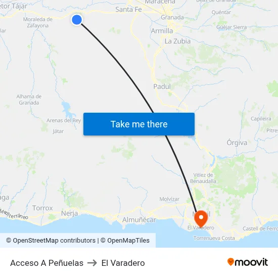 Acceso A Peñuelas to El Varadero map