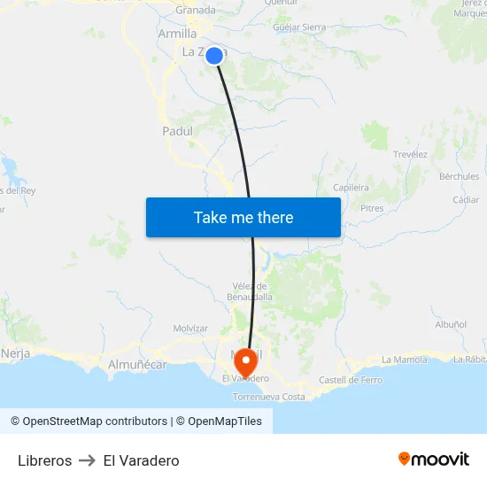 Libreros to El Varadero map