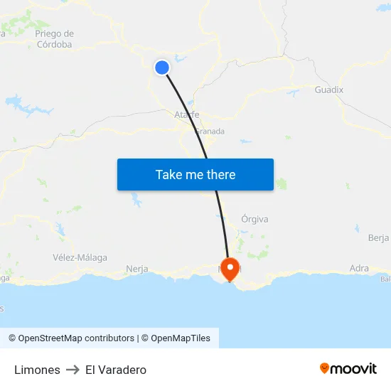 Limones to El Varadero map