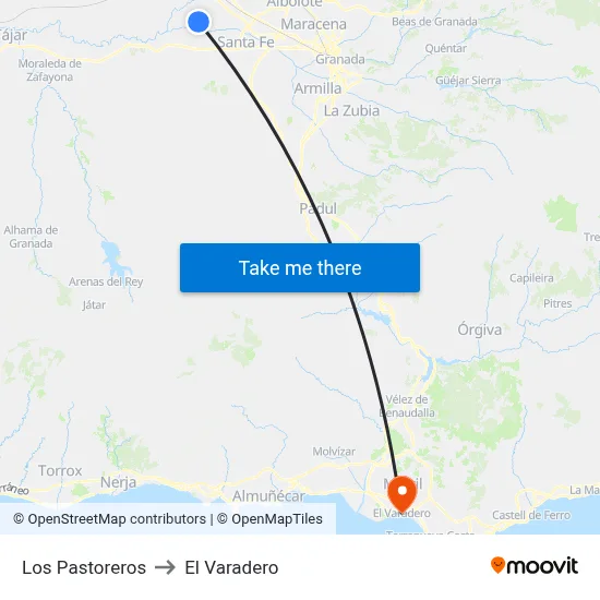 Los Pastoreros to El Varadero map