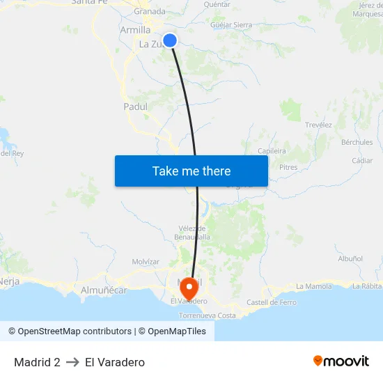 Madrid 2 to El Varadero map
