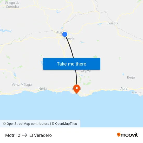 Motril 2 to El Varadero map