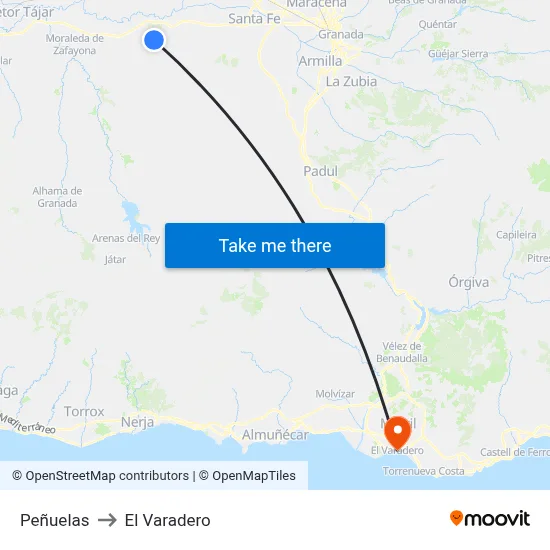 Peñuelas to El Varadero map