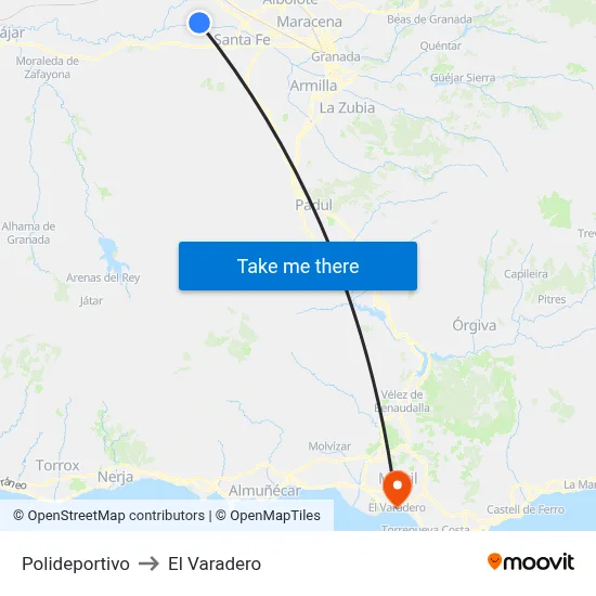 Polideportivo to El Varadero map
