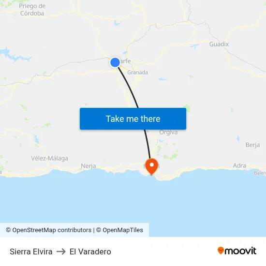 Sierra Elvira to El Varadero map