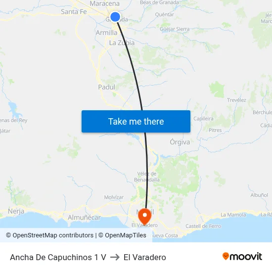 Ancha De Capuchinos 1 V to El Varadero map