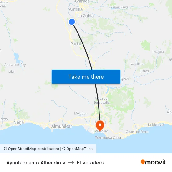 Ayuntamiento Alhendín V to El Varadero map