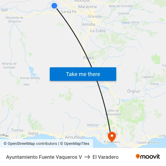 Ayuntamiento Fuente Vaqueros V to El Varadero map