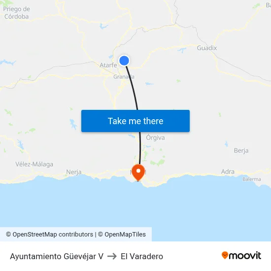 Ayuntamiento Güevéjar V to El Varadero map