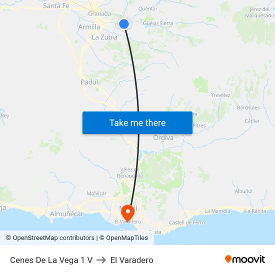 Cenes De La Vega 1 V to El Varadero map