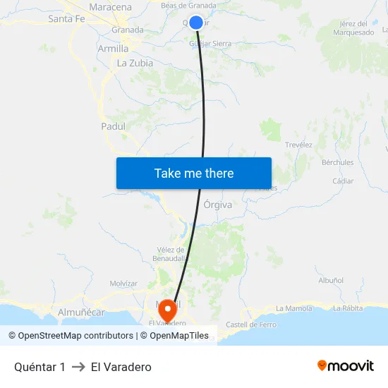 Quéntar 1 to El Varadero map