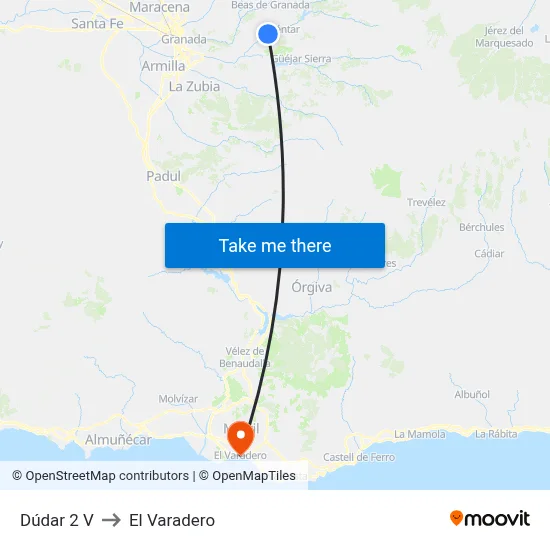 Dúdar 2 V to El Varadero map