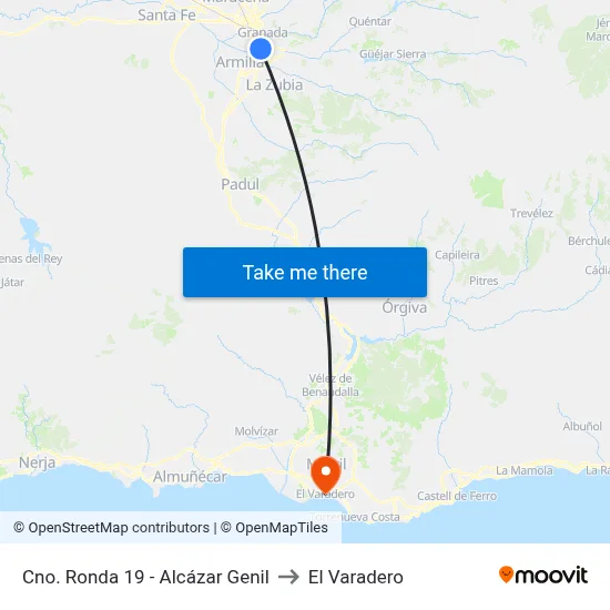Cno. Ronda 19 - Alcázar Genil to El Varadero map