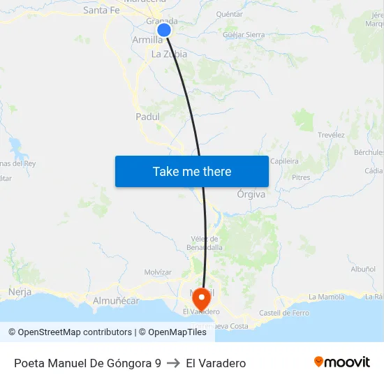 Poeta Manuel De Góngora 9 to El Varadero map