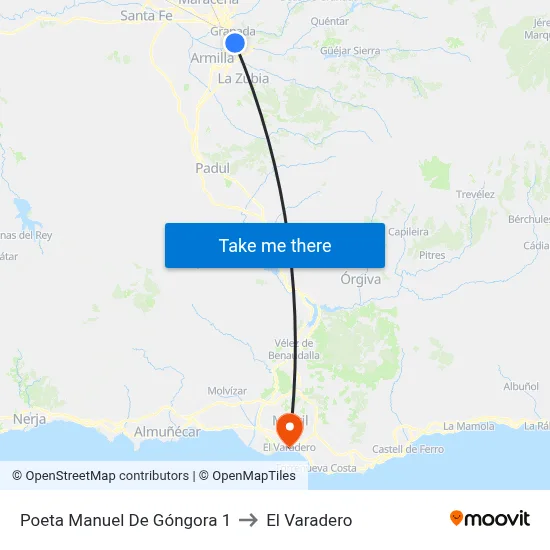 Poeta Manuel De Góngora  1 to El Varadero map