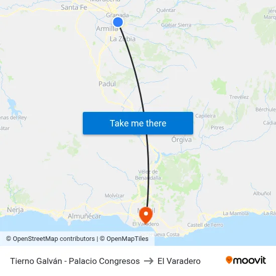 Tierno Galván - Palacio Congresos to El Varadero map