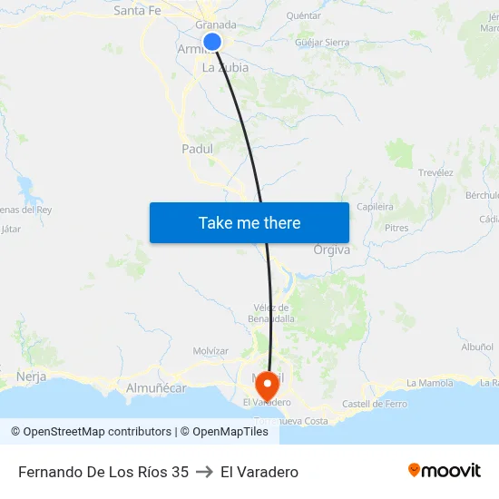 Fernando De Los Ríos 35 to El Varadero map