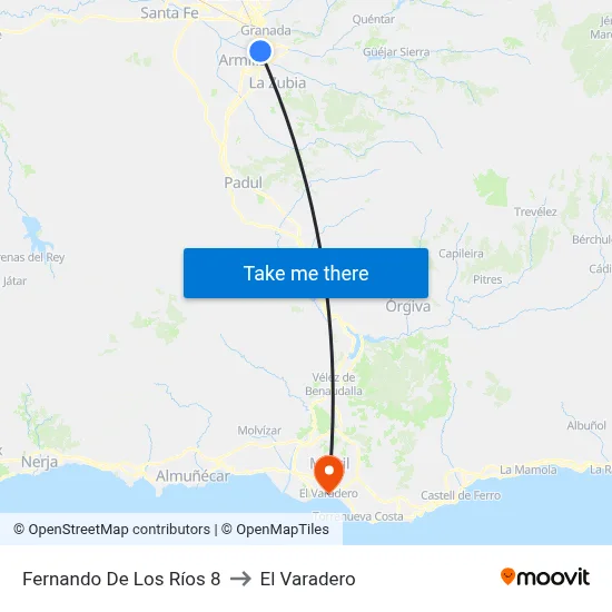 Fernando De Los Ríos 8 to El Varadero map