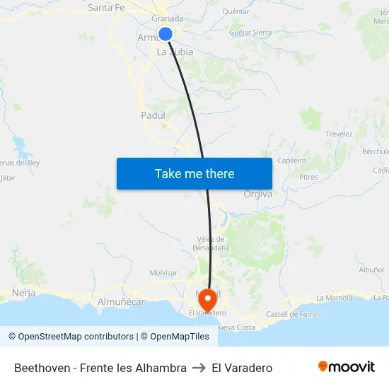 Beethoven - Frente Ies Alhambra to El Varadero map