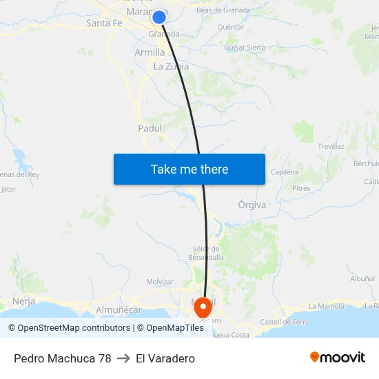 Pedro Machuca 78 to El Varadero map