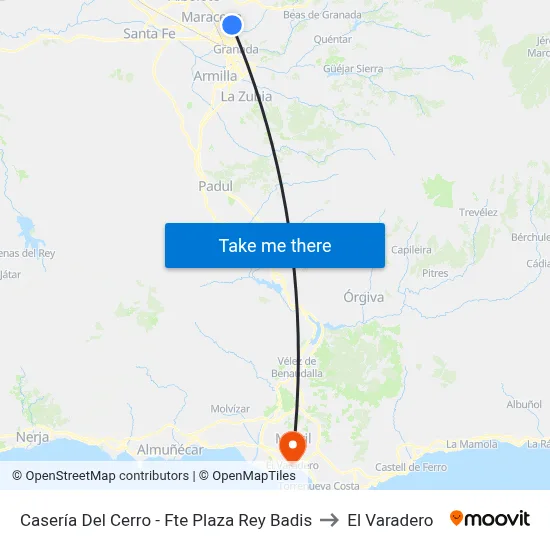 Casería Del Cerro - Fte Plaza Rey Badis to El Varadero map