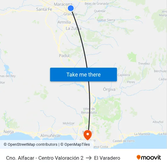 Cno. Alfacar - Centro Valoración 2 to El Varadero map