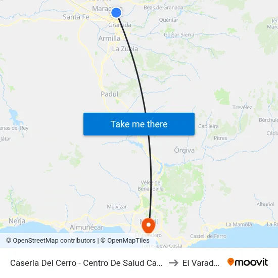 Casería Del Cerro - Centro De Salud Cartuja to El Varadero map