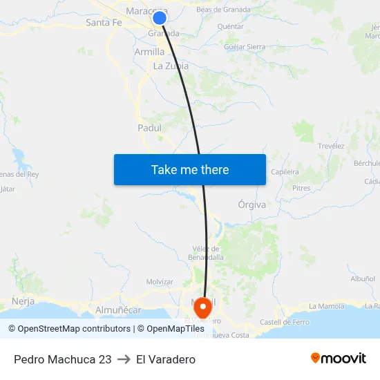 Pedro Machuca 23 to El Varadero map