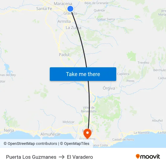 Puerta Los Guzmanes to El Varadero map