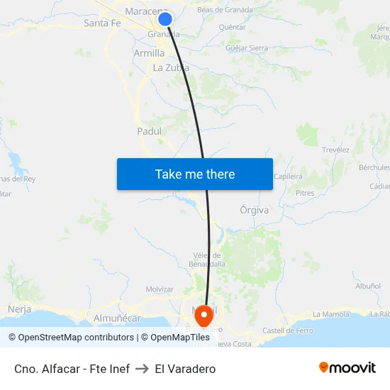 Cno. Alfacar - Fte Inef to El Varadero map