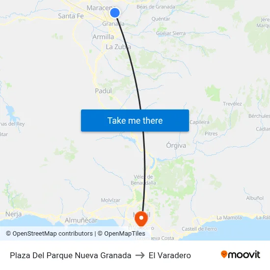 Plaza Del Parque Nueva Granada to El Varadero map
