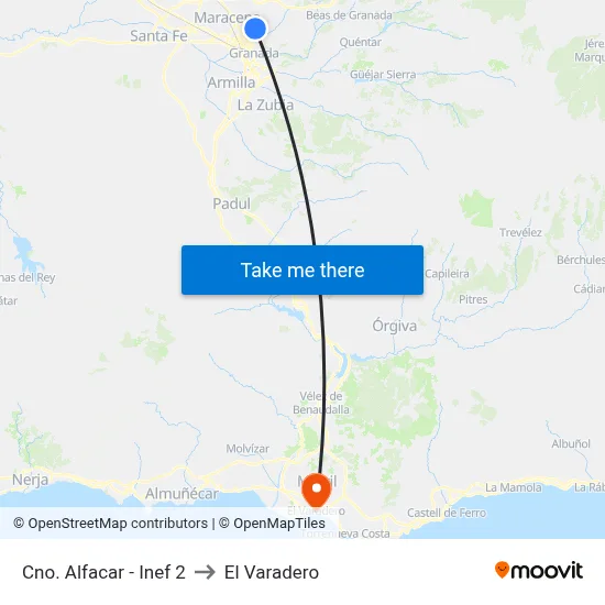 Cno. Alfacar - Inef 2 to El Varadero map