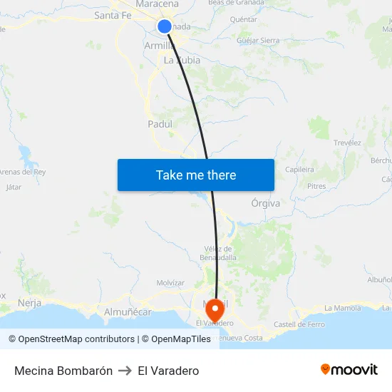Mecina Bombarón to El Varadero map