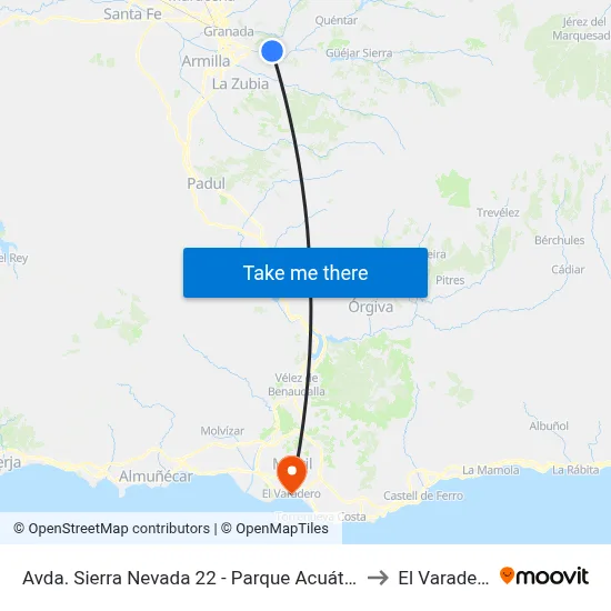 Avda. Sierra Nevada 22 - Parque Acuático to El Varadero map