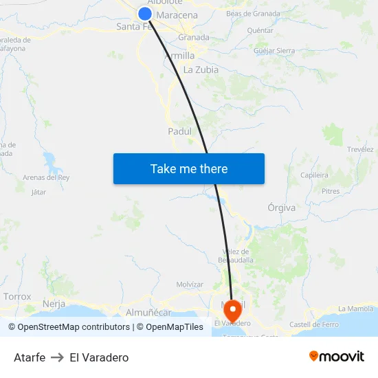 Atarfe to El Varadero map