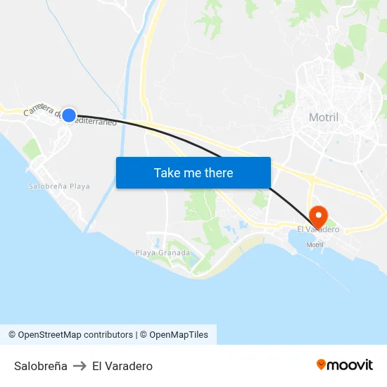 Salobreña to El Varadero map