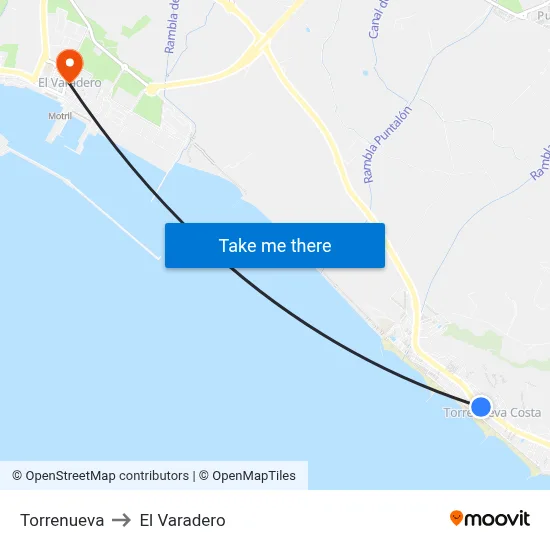Torrenueva to El Varadero map